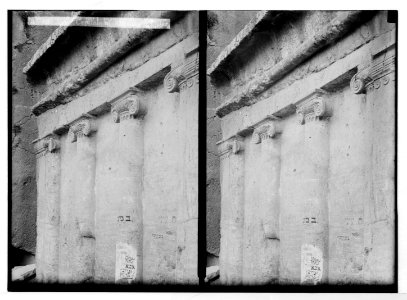 The rampart walk, on city wall (Jerusalem). Ionic capitals of Absalom's Pillar. LOC matpc.05464