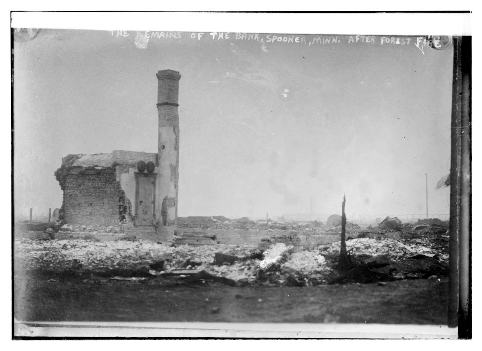 The remains of the bank, Spooner, Minn. After forest fire LCCN2014688594