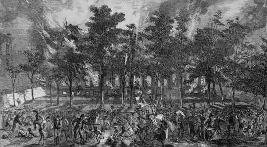 The riots at New York - The rioters burning and sacking the colored orphan asylum LCCN00650155 (cropped)