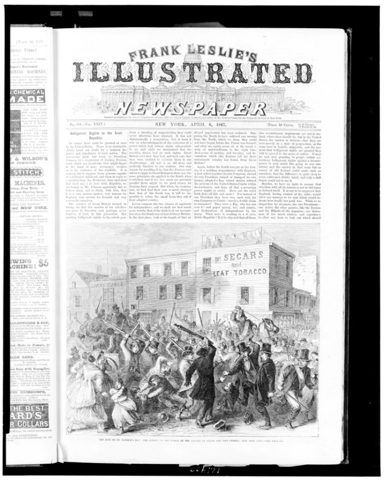 The riot on St. Patrick's Day - the attack on the police at the corner of Grand and Pitt Streets, New York City LCCN98511645