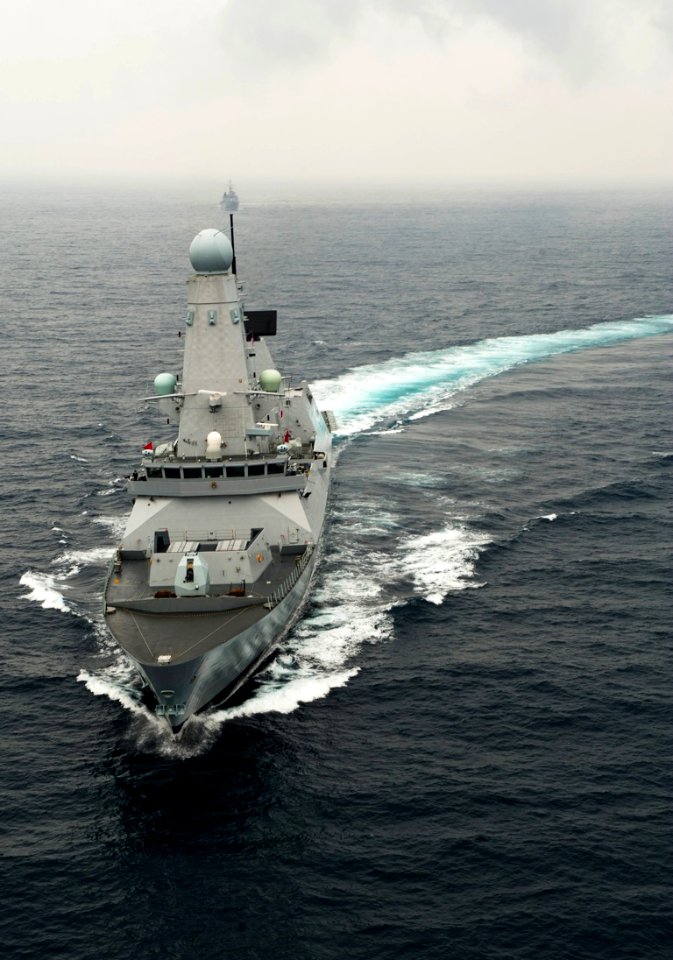 The Royal Navy destroyer HMS Dauntless