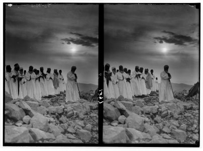 The Samaritan Passover on Mt. Gerizim. High priest leading in prayer. LOC matpc.01868