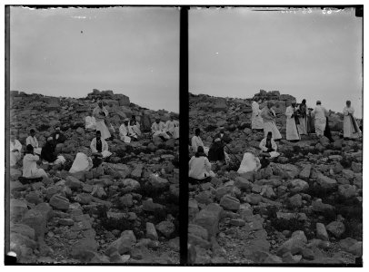 The Samaritan Passover on Mt. Gerizim. Early morning prayer after the sacrifice. LOC matpc.01865