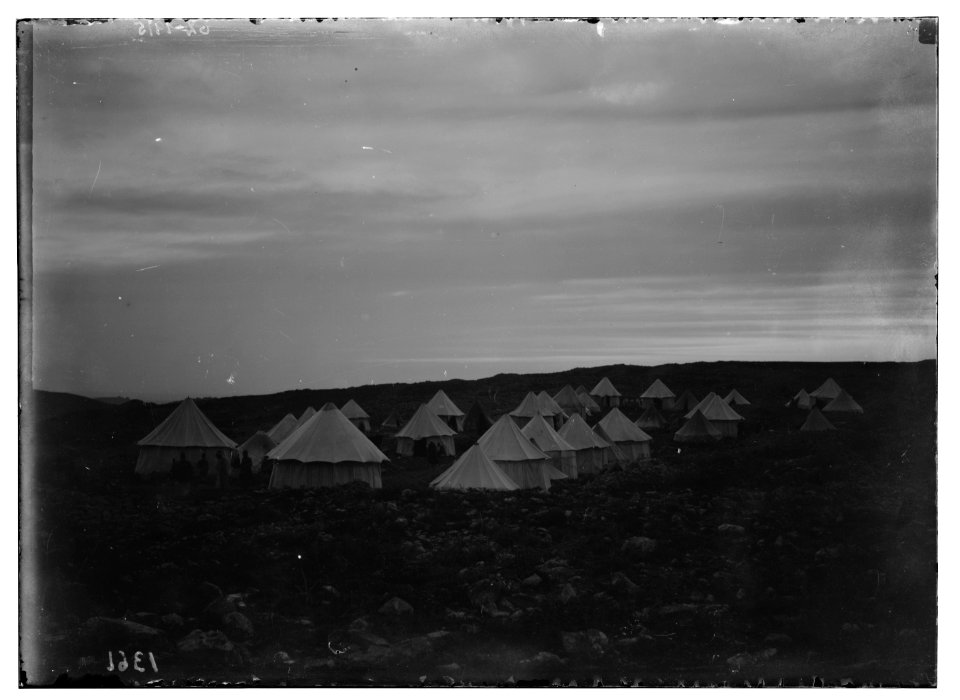 The Samaritan Passover on Mt. Gerizim. Samaritan encampment on Mt. Gerizim. LOC matpc.01879