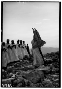 The Samaritan passover on Mt. Gerizim. High priest kissing the sacred scroll LOC matpc.00115