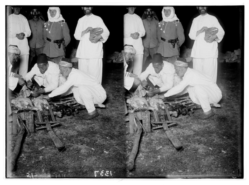 The Samaritan Passover on Mt. Gerizim. Salting the sacrifices. LOC matpc.01858