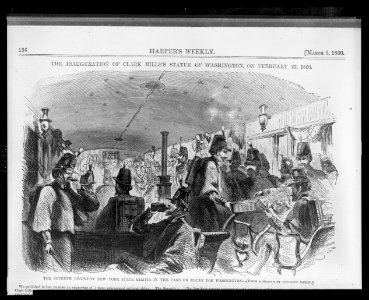 The seventh regiment New York State militia in the cars en route for Washington - from a sketch by our own artist. LCCN2003663114