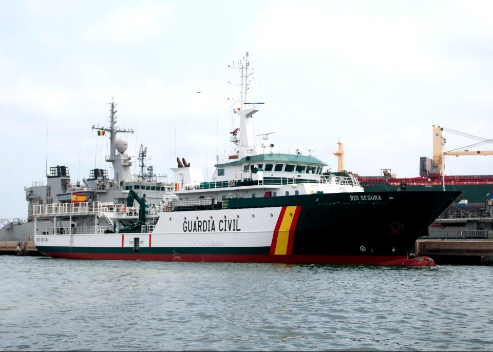 The Spanish Civil Guard patrol ship Rio Segura is moored in Dakar, Senegal, March 8, 2014, during exercise Saharan Express 2014 140308-N-QY759-182