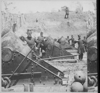 The Siege of Yorktown, Virginia. Immense batteries of enormous guns and mortars were planted all along the line by the F - NARA - 559268