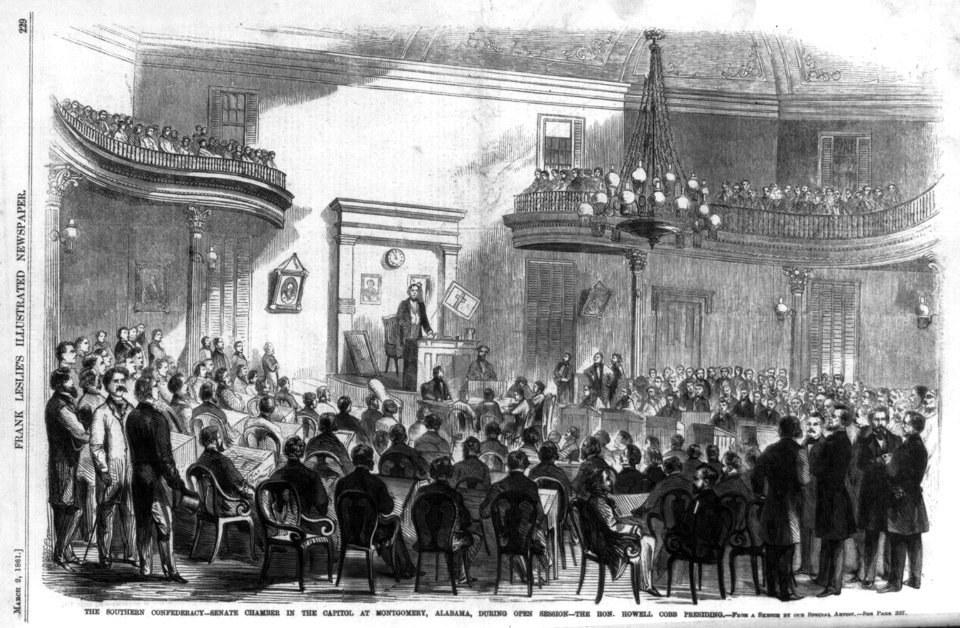 The Southern Confederacy - Senate Chamber in the Capitol at Montgomery, Alabama, during open session - the Hon. Howell Cobb presiding LCCN99614054