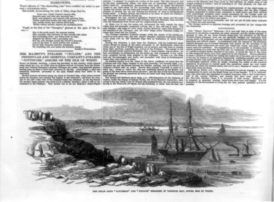 The steam-ships POTTINGER and CYCLOPS stranded in Thorness Bay, Cowes, Isle of Wright LCCN2002697528