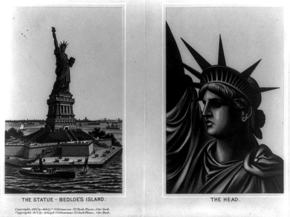 The Statue of Liberty. 2 pictures- 1. The statue - Bedloe's Island; 2. The head LCCN2002712828