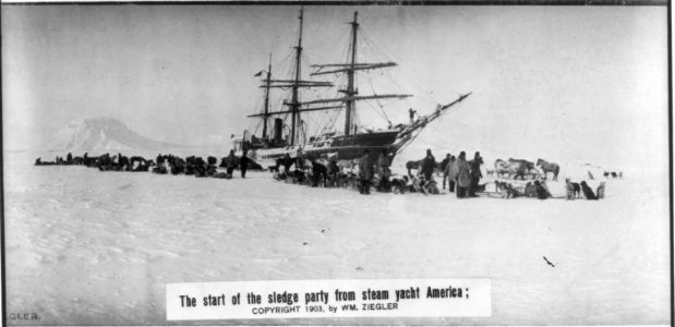 The start of the sledge party from steam yacht AMERICA. LCCN2016653138