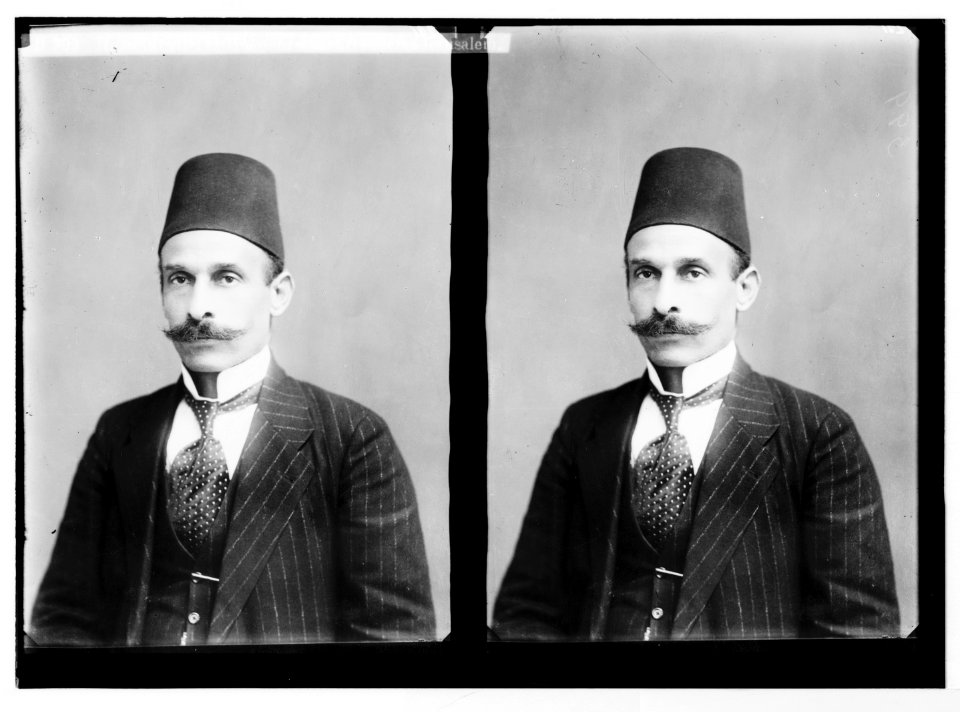 The surrender of Jerusalem to the British December 9th, 1917. Hussein Selim el-Husseini who surrendered Jerusalem. LOC matpc.05787