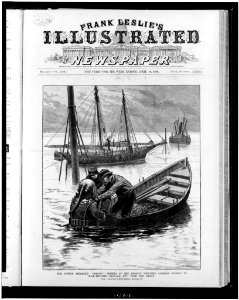 The Sunken steamship Oregon.-vessels of the Merritt Wrecking Company picking up mail-pouches, baggage, etc., from the wreck - from a sketch by a staff artist. LCCN92501036 photo