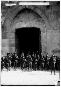 The surrender of Jerusalem to the British, December 9, 1917. First British guard at the Jaffa Gate LOC matpc.00166