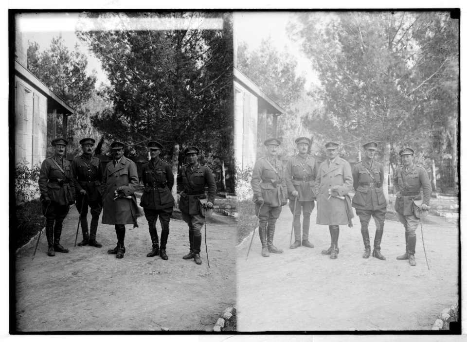 The surrender of Jerusalem to the British December 9th, 1917. British generals who captured Jerusalem. LOC matpc.05788