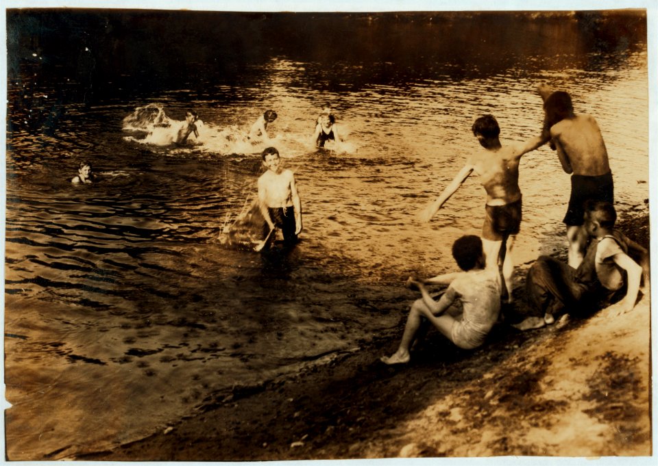 The Swimming Hole. Group of boys - 14 to 16 years - just returned from working in tobacco at Southwick, Mass., on Galpin's farm. LOC nclc.05097