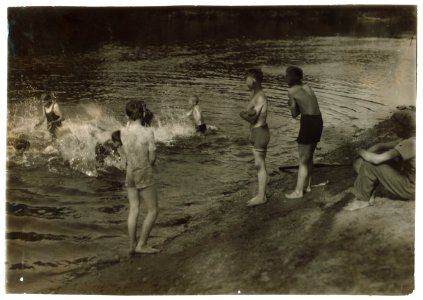 The Swimming Hole. Group of boys - 14 to 16 years - just returned from working in tobacco at Southwick, Mass., on Galpin's farm. LOC nclc.05098