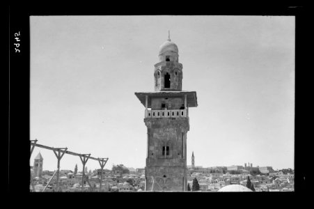 The temple area. Tower of Antonia. Top of minaret with muezzin LOC matpc.22070