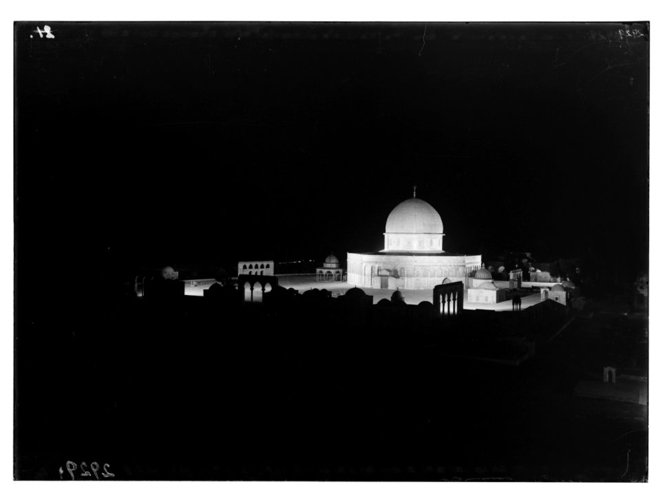 The Temple area. Dome of the Rock. Illuminated by flood-lights during Bayram feast. LOC matpc.02503