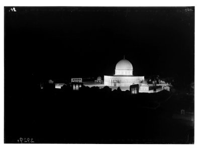 The Temple area. Dome of the Rock. Illuminated by flood-lights during Bayram feast. LOC matpc.02503