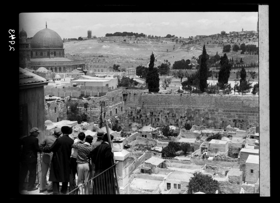 The Temple area. Western wall of Temple area. Distant view of so-called Wailing Wall LOC matpc.15160