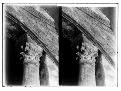 The Temple area. The Double Gate. Ancient entrance showing details of carving. LOC matpc.02515