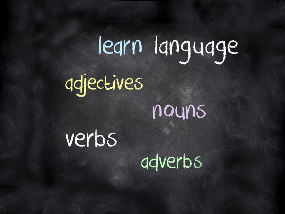 Language school chalk text