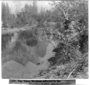 The Three Brothers reflected in the Merced River, Yosemite Valley, Mariposa County LCCN2002717183