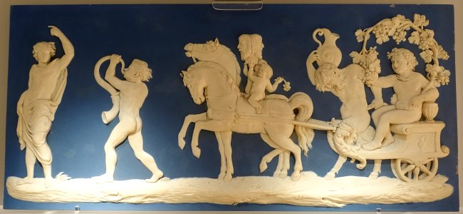 The Triump of Bacchus, William Hackwood, 1776, solid pale blue jasper with darker dip, white relief - Wedgwood Museum - Barlaston, Stoke-on-Trent, England - DSC09686