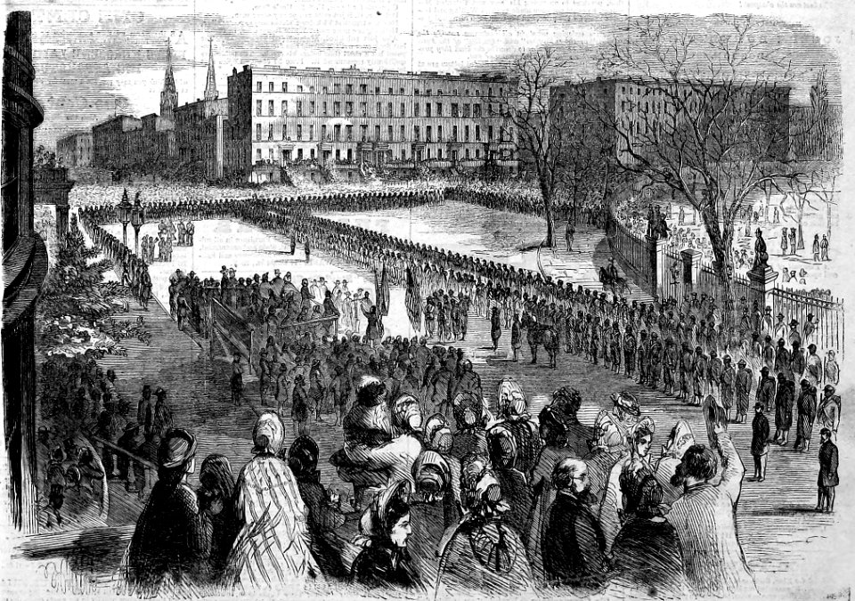 The Twentieth United States colored troops receiving their colors on Union Square, March 5, 1864 LCCN89716295