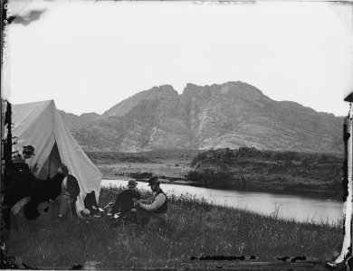 The Twin Peaks, now known as Split Rock. Near view. Fremont County, Wyoming. - NARA - 516899
