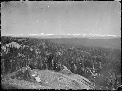 The Uinta Mountains. A distant view from the foothills bordering the Bear River. Summit County, Utah. - NARA - 516928