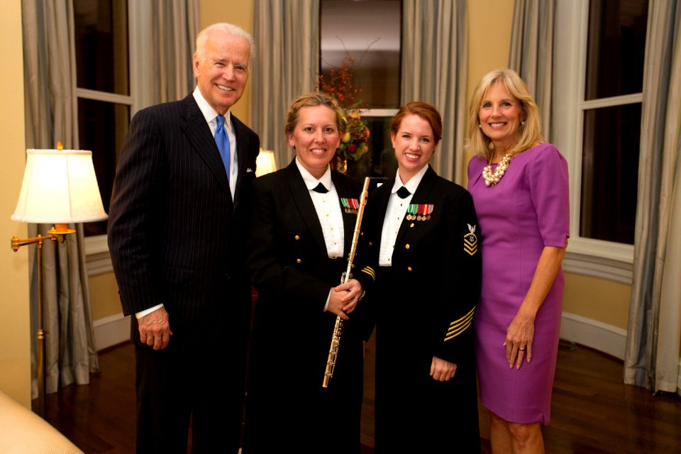 The U.S. Navy Band's Harp-Flute Duo performed for a wounded warriors Thanksgiving dinner hosted by the Vice President and Dr. Biden. (11591587156)