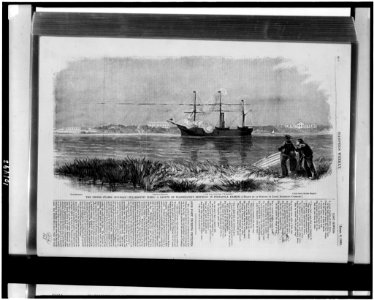 The United States gun-boat Wyandotte firing a salute on Washington's Birthday in Pensacola Harbor - drawn by an officer of Lieut. Slemmer's command. LCCN90711572