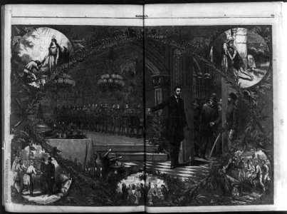 The Union Christmas Dinner (political cartoon of plea for peace, showing Pres. Lincoln inviting Confederate states to join Northern states at peace table) LCCN99614261