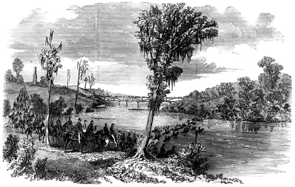 The war in Mississippi - Gen. McPherson's army crossing the Big Black at Messenger's Ferry, Thursday, Oct. 15 LCCN2002723987