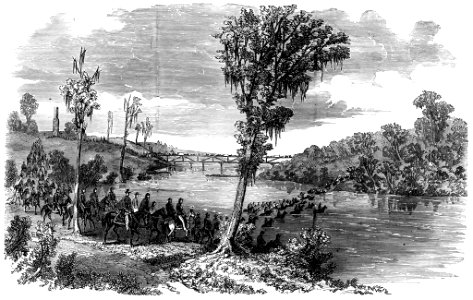 The war in Mississippi - Gen. McPherson's army crossing the Big Black at Messenger's Ferry, Thursday, Oct. 15 LCCN2002723987