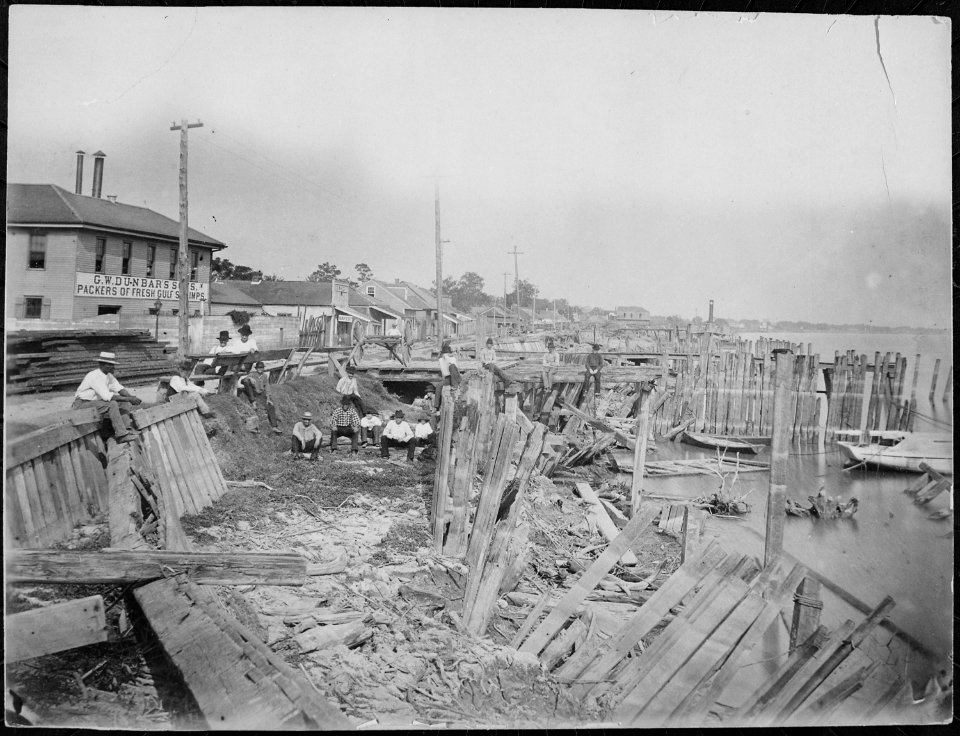 The weatherbeaten wharves between Piety and Desire Streets, New Orleans, Louisiana, 08-1881 - NARA - 540087
