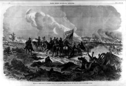 The War in Georgia-Battle of Chickamauga, Sept. 19 and 20, between Generals Rosecrans and Bragg - from a sketch by our special artist J.F. Hillen. LCCN89709361