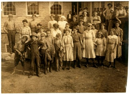 The whole force of workers in the cotton mills of Stevenson, Ala. Several of them are apparently under twelve, but could not get the ages. Photo posed by the general manager. LOC nclc.02885