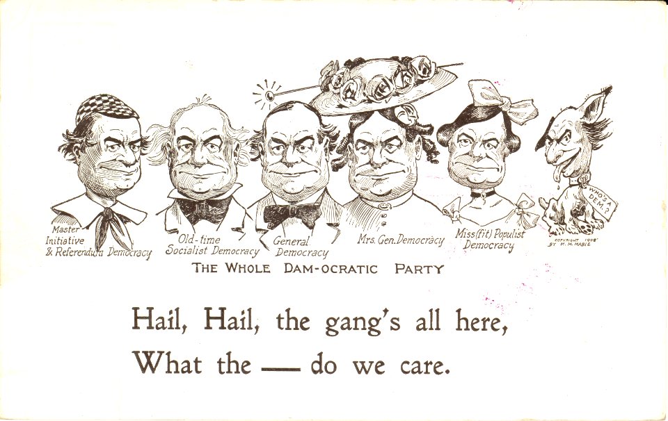 The whole Dam-ocratic Party. Hail, hail, the gang's all here ... LCCN2008680545