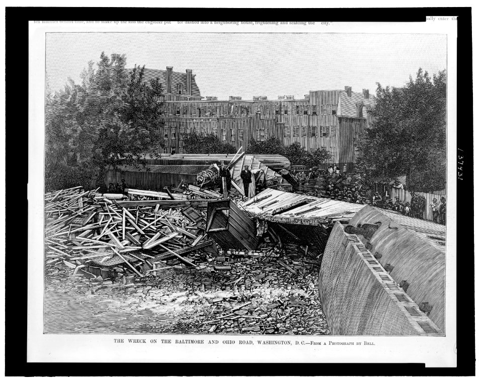 The Wreck on the Baltimore and Ohio Road, Washington, D.C. - from a photograph by Bell LCCN2007680382
