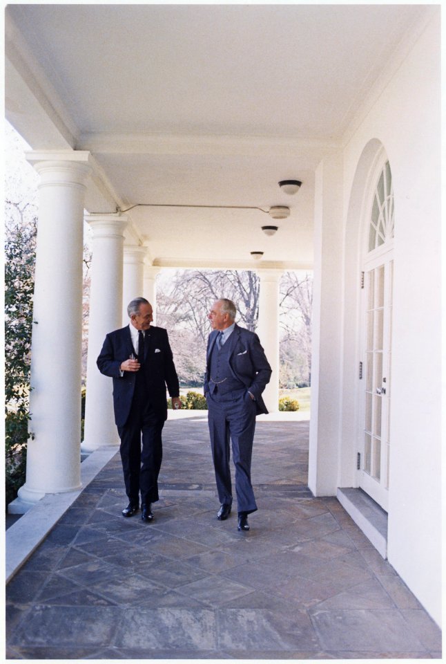 The Wise Men, Dean Acheson with President Lyndon B. Johnson - NARA - 192593
