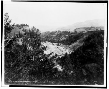 The Yellowstone River below Tower Falls, Yellowstone National Park, reached by the Northern Pacific Railway via Gardiner Gateway LCCN90715862