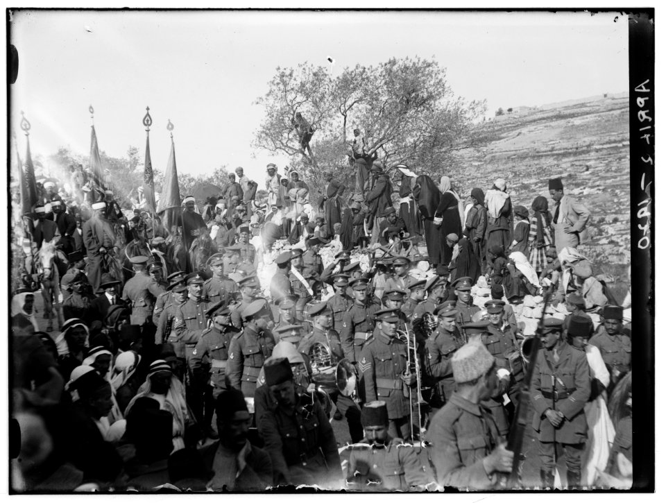 The Yorkshire Band preceding the Holy Flag. Nebi Musa procession, April 2nd, 1920 LOC matpc.00751