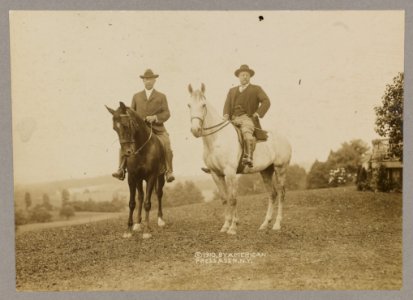 Theodore Roosevelt and his brother in law, Douglas Robinson, on horse back LCCN2013651280