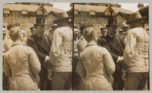 Theodore Roosevelt greeting the boys who fought in Cuba - Rough Rider reunion at San Antonio, Texas LCCN2009633750 photo