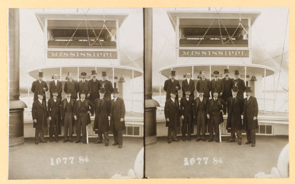 Theodore Roosevelt in group portrait on the ship Mississippi LCCN2013650572